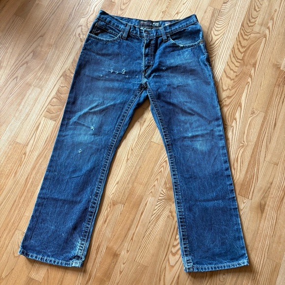 Ariat M4 Jeans Relaxed Boot Cut Mens 36x32 Blue Dark Wash Denim Pants 36 30 31 - Picture 1 of 16